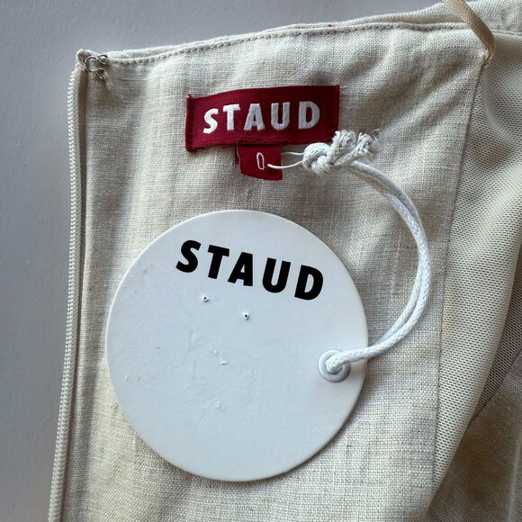 NWT STAUD Caravaggio Draped 100% Linen Maxi Dress in Natural Size 0 - Picture 8 of 15